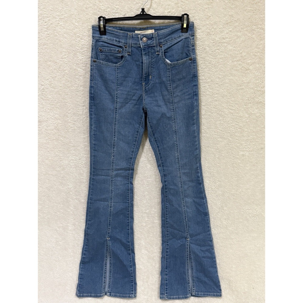Levi's Blue 726‎ High Rise Flare Stretch Denim Jeans Womens 27 Boho Festival
